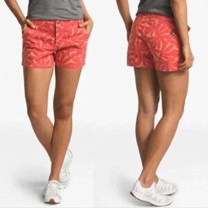 NWT The North Face Women's 2 L Ridgeside P Short Lifestyle Orange Print Logo